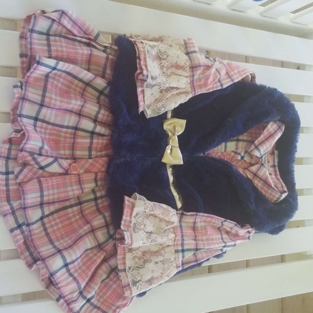 Best plaid blouse set "fur" lace